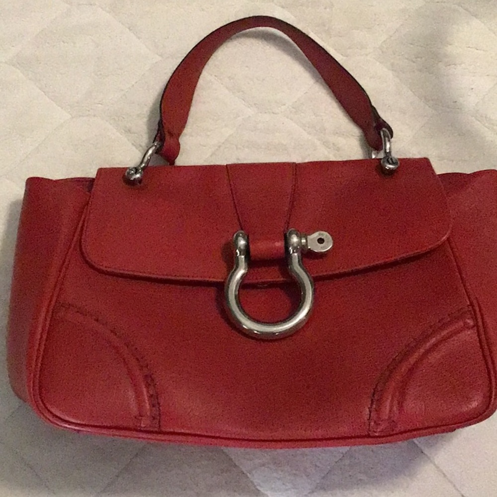 Vintage auth Burberry London red bag-Excellent Condition!